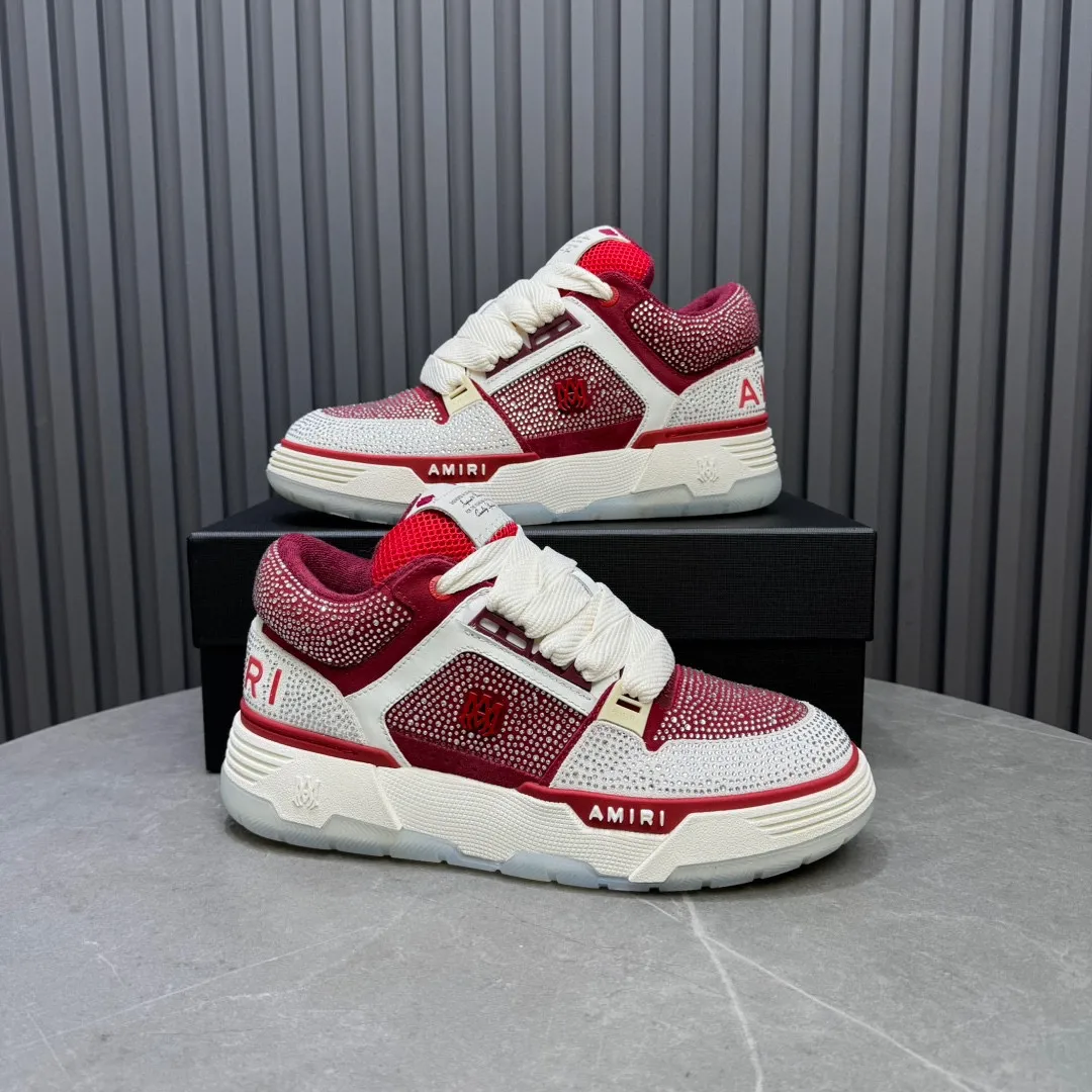 Men's men's shoes 💰800 AMIRI Amir Couple's new hot brick high street sneakers with bone sports shoes, toe-layer cowhide upper, upper side bones, purely hand-stitched, with good three-dimensional effect, customized metal LOGO, code number 35-44 (45, 46 customized)